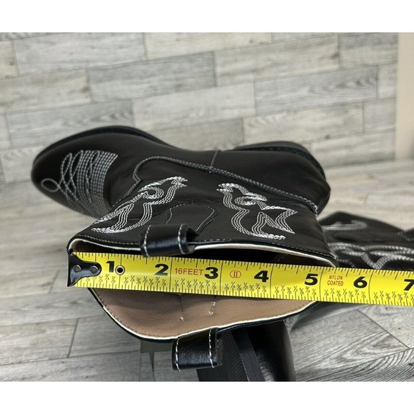 Women's Pointed Toe Embroidered Sleeve Boots Thick‎ Heels Mid-Calf New Sz 10US - Picture 5 of 9